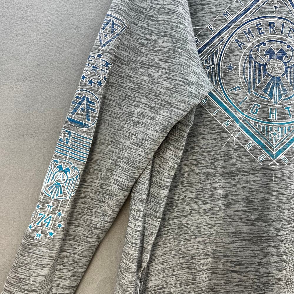American Fighter Premium Hoodie Men's 2XL Grey Blue Graphic Logo Athletic Fit - Picture 3 of 11
